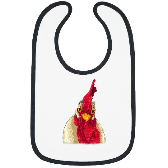 Chicken Pet Face Rooster Head Staring Eyes Funny Graphic Drawing Bibs
