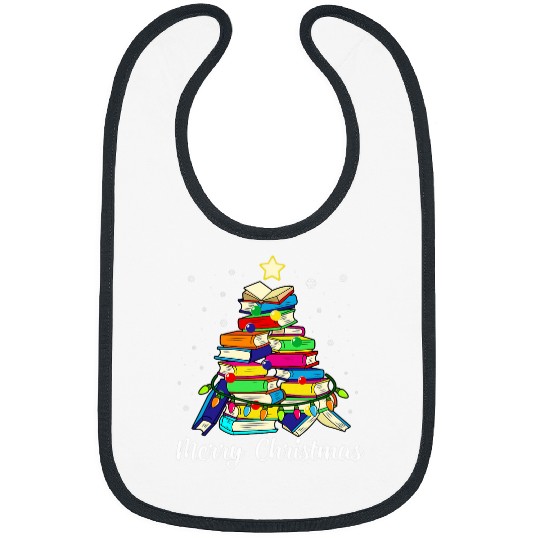 Book Fun Merry Christmas Tree Love reading books Librarian 8 Bibs