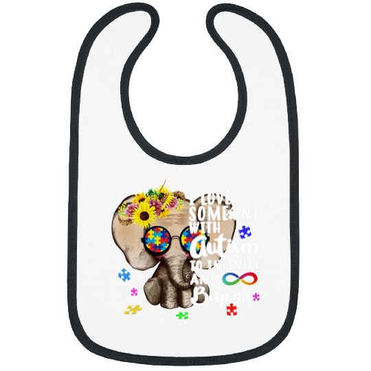 Elephant Mammal Hippie Elephant I love Someone with Autism Awareness Kid Bibs