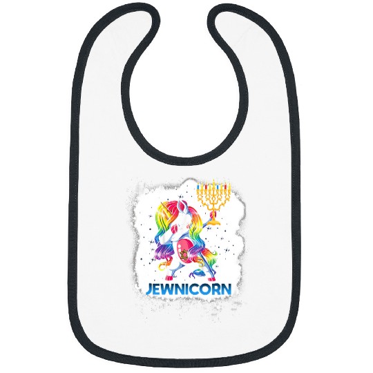 Unicorn Pet Funny Jewnicorn Cute Unicorn Menorah Hanukkah Men Women 9 Bibs