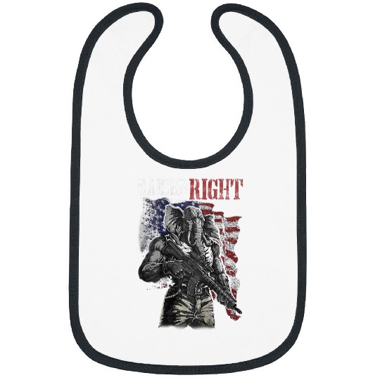 Elephant Mammal raised right elephant usa flag Bibs
