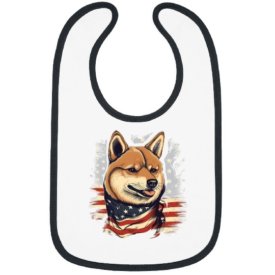 Shiba Inu Pet 4th Of July US Flag Black and tan Shiba Inu 1 Bibs