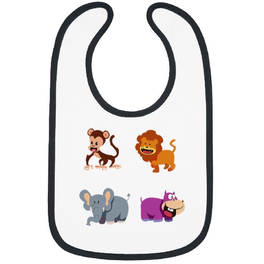 Elephant Mammal Hippo Animal Print Lion Elephant Children Bibs