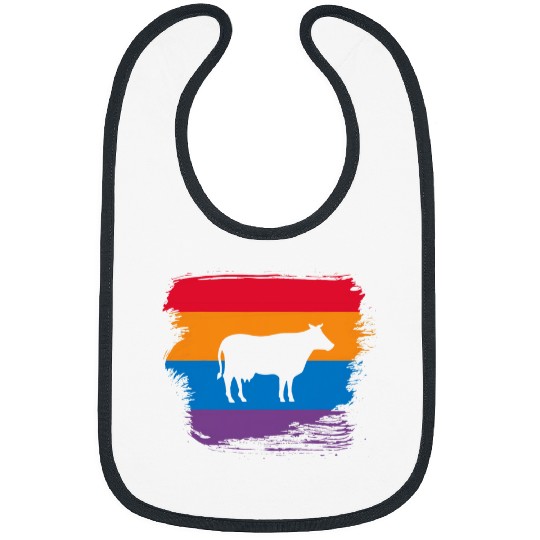 Cow Pet Shadow silhouette with colorful Flag Bibs