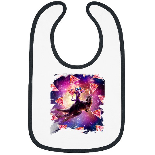 Unicorn Pet Thug Space Cat On Dinosaur Unicorn Pizza Bibs