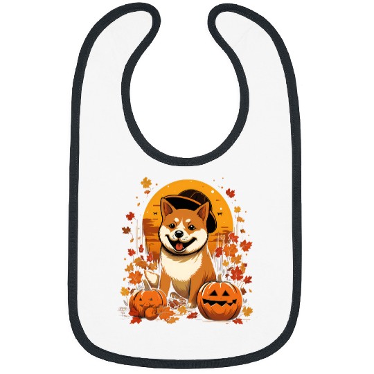 Shiba Inu Pet Pumpkin Black and tan Shiba Inu Halloween Thanksgiving 2 Bibs