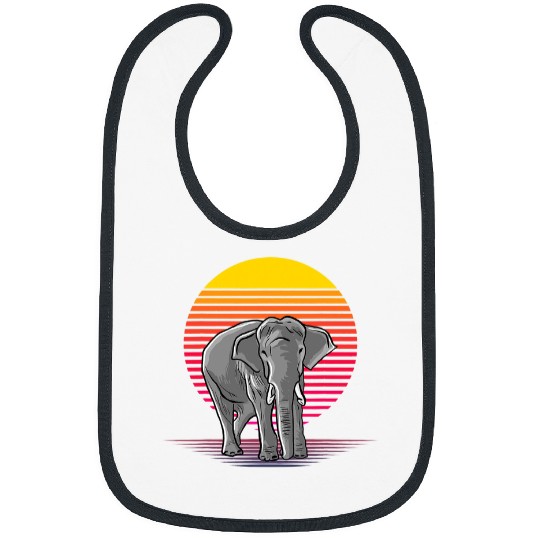 Elephant Mammal Retro Elephant Love Vaporware Style for Elephant Lovers Bibs