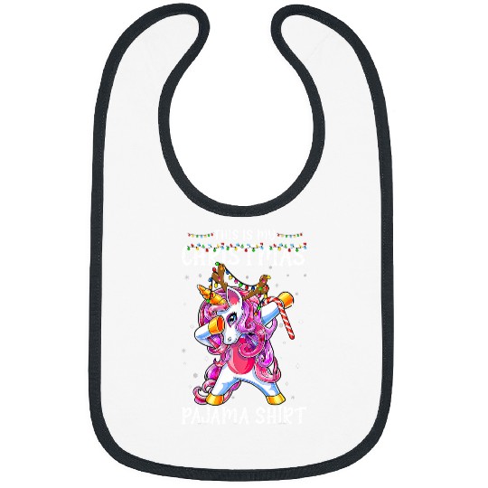 Unicorn Pet This Is My Christmas Pajama Unicorn  Christmas Lights Bibs