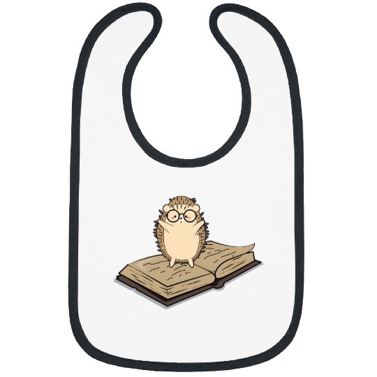 Hedgehog Pet on a book Lovers Hedgehogs and Books Bibs