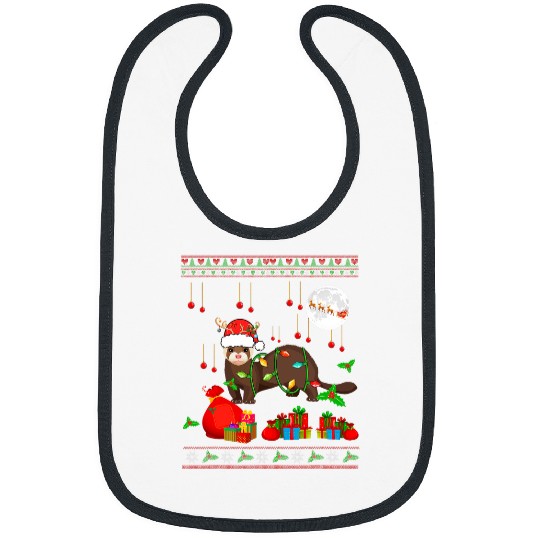Ferret Pet Santa Reindeer Ferret Christmas Animal Lover Kids Toddler Bibs