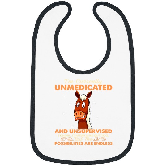 Unicorn Pet Funny Im Currently Unmedicated And Unsupervised Unicorn Lady 06 Bibs