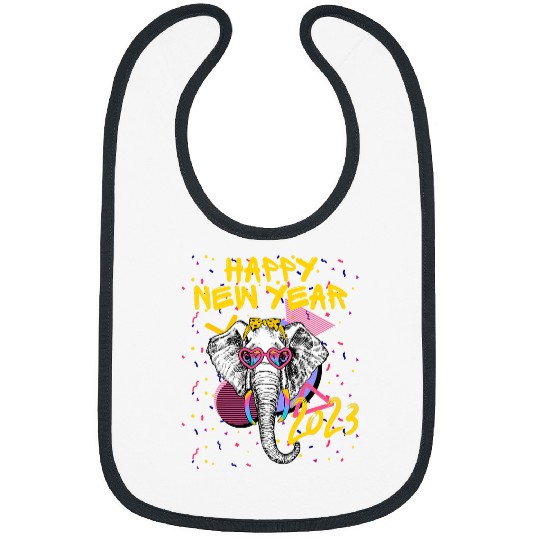 Elephant Mammal Happy New Year NYE Party Funny Happy New Year Bibs