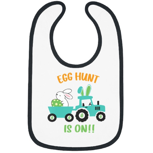Tractor Fun driving Kids Egg Hunt Is On Happy Easter Day Boys Girls Bibs