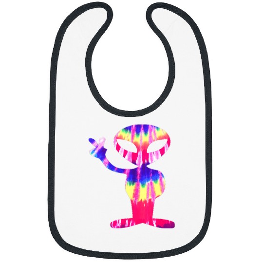 Aliens UFO Trippy Alien Hippie Tye Dye Hippie Rainbow Bibs