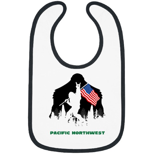 Bigfoot Pet Retro Sasquatch Pacific Northwest USA Flag BigFoot Camping Bibs