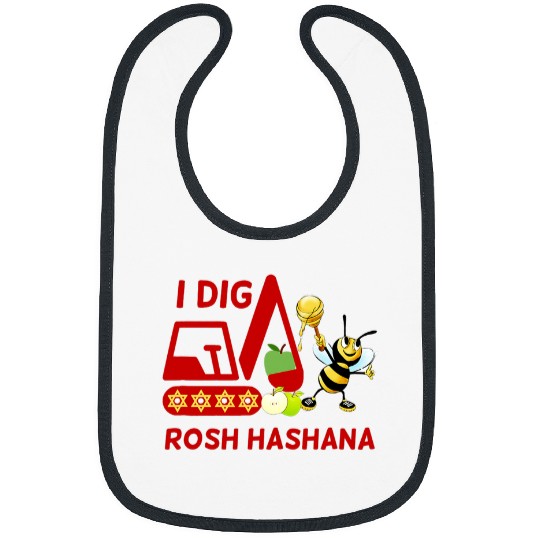 Excavator Fun I Dig Rosh Hashana Excavator Jewish new year Apple Honey Bee Bibs
