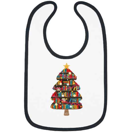 Book Fun Merry Christmas Librarian Nerd Tree reading books Christmas Bibs