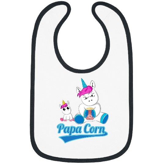 Unicorn Pet Mens PapaCorn Funny Fathers Day Papa Corn Unicorn PopCorn Irony Bibs