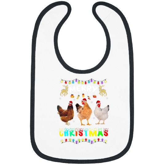Chicken Pet Merry Christmas Chicken Santa Hat Lights Funny xmass Bibs