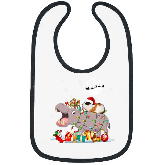 Guinea Pig Pet Pig Santa Guinea Pig Riding Reindeer Hippo xmass Animal Lover Bibs
