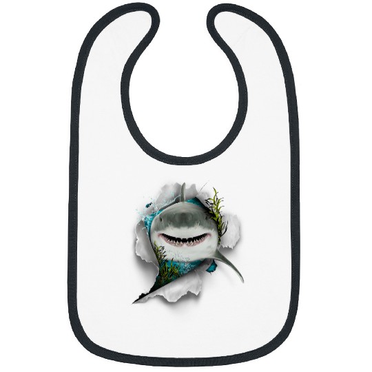 Fishing Fun Shark Great White Shark Deep Sea Fishing Funny Shark Bibs