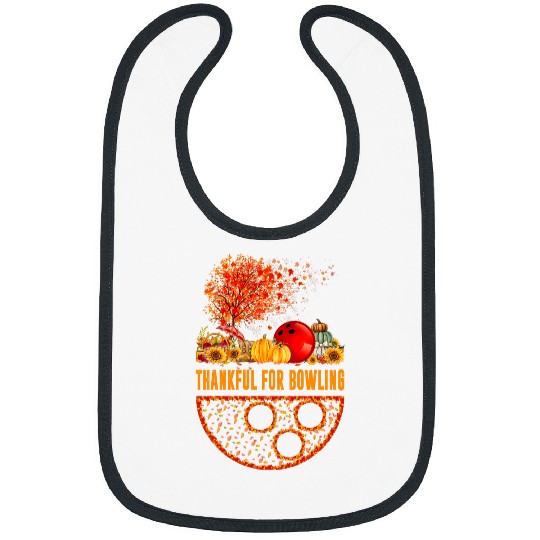 Sport Bowling Thankful For Bowling Ball Pumpkins Fall Tree Thanksgiving Bibs
