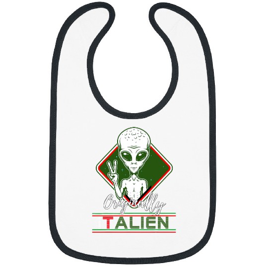 Aliens UFO Funny Italian Alien Italien Pun Italy Moustach Funny Italian Bibs