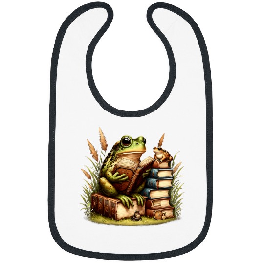 Book Fun Frog Toad Fishing Funny Classic Book Frog Reading Book Bibs