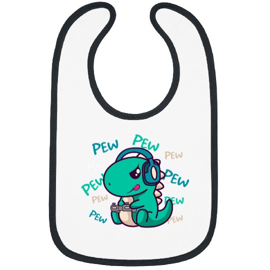 Dinosaur Pet Pew Pew Pew Cute TRex Dinosaur Gaming Video Gamer Bibs