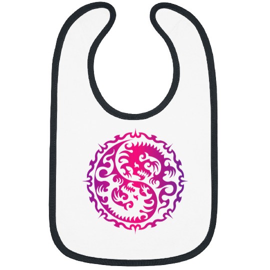 Dragon Pet Ying Yang Symbol Tribal Dragon Tattoo Chinese Style 1 Bibs