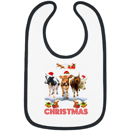 Cow Pet Christmas Highland Cow Light Santa Hat 121 Bibs