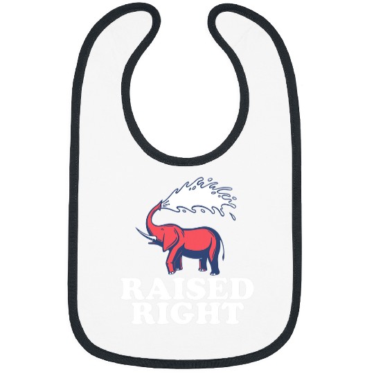 Elephant Mammal Raised Right Republican Elephant Retro Style Funny Bibs