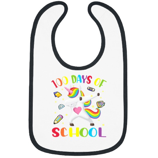 Unicorn Pet 100 Days Of School  Unicorn Gift Kids Girls Bibs