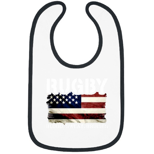 Sport Rugby Distressed Rugby 4th of July USA Rugby American Flag 3 Bibs