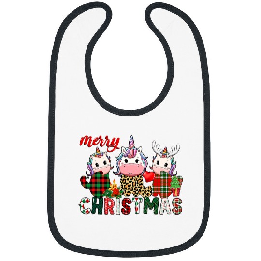 Unicorn Pet Three Unicorn Red Plaid Leopard Funny xmass Gifts Bibs