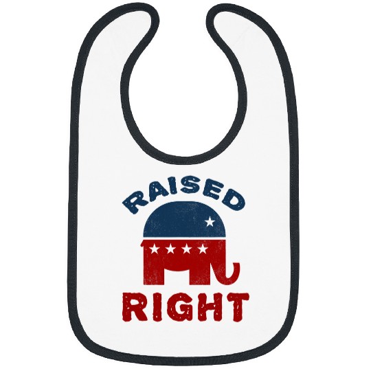 Elephant Mammal Raised Right Republican  Conservative Bibs