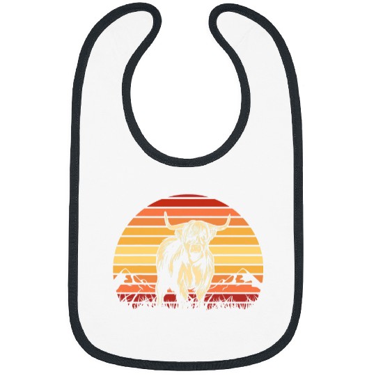 Cow Pet Scottish Highland Cow Cattle Hairy Cow Retro for cow lovers Bibs
