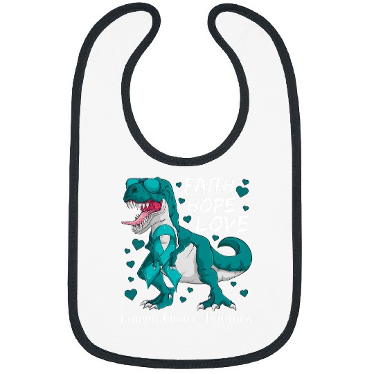 Dinosaur Pet Teal Dino For Kids Boys Faith Hope Love Ovarian Bibs