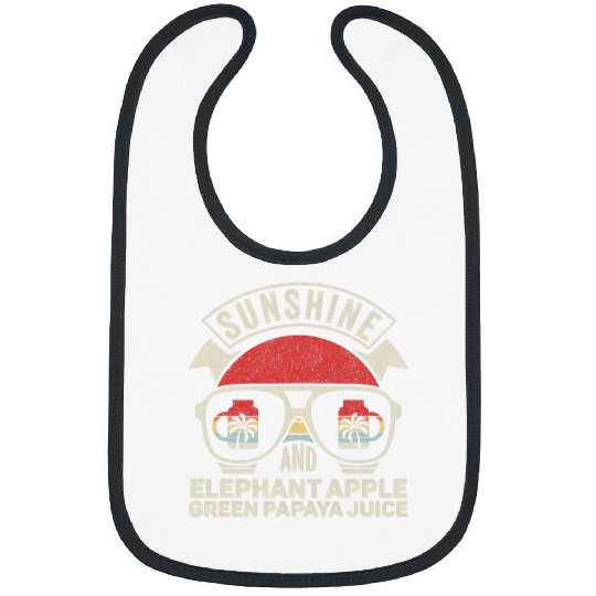 Elephant Mammal Retro Sunshine And Elephant Apple Green Papaya Juice Summer Bibs
