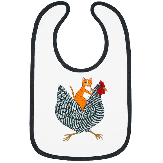 Chicken Pet Funny Ginger Cat Chicken Ride Orange Cat Chicken Lover Cats Bibs