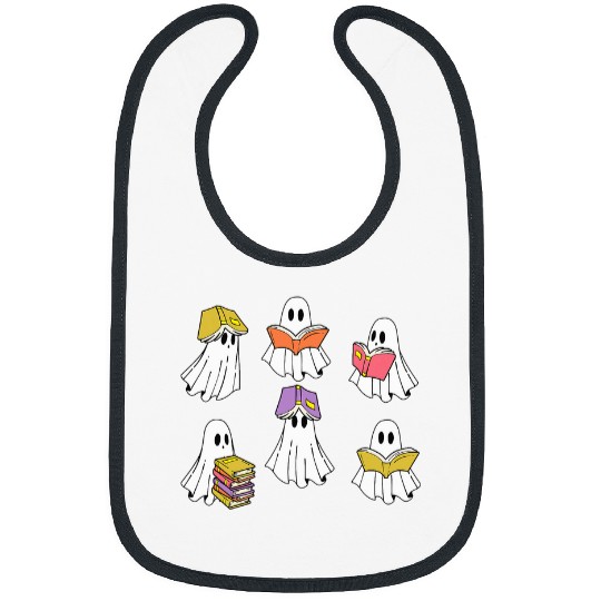 Book Fun Halloween Booooks Cute ghosts Reading Books Librarian Teacher Bibs