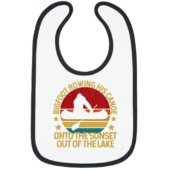 Bigfoot Pet Rowing His Canoe Into the Sunset Canoeing Sasquatch Bibs