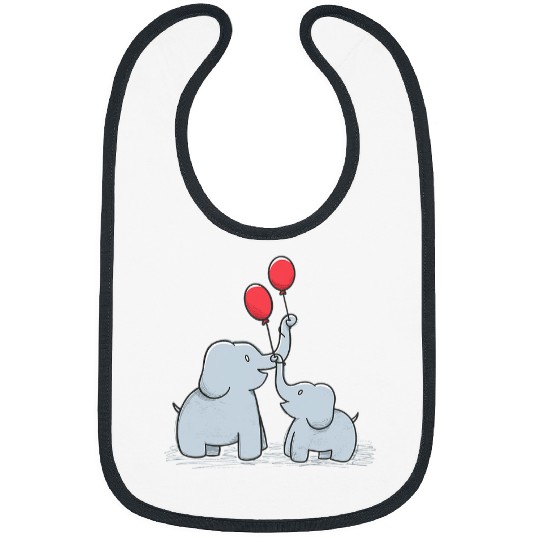Elephant Mammal holding red balloons valentines day happy family Bibs