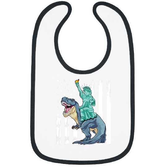 Dinosaur Pet Statue of Liberty Riding Dinosaur Patriotic TRex 4th Of July 1 Bibs