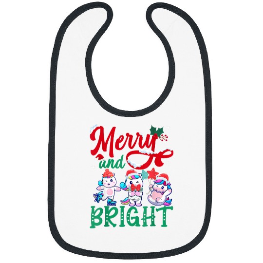 Unicorn Pet Merry And Bright Cute Unicorn Girls Christmas Funny xmass Bibs