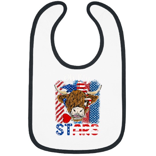 Cow Pet Oh My Stars Cow Usa Flag With 4th Of July Patriotic 01 Bibs
