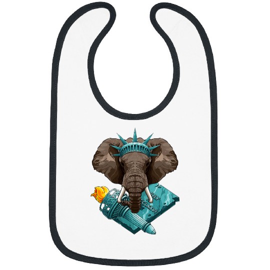 Elephant Mammal Statue Of Liberty Elephant 4th Of July Animal USA America Bibs