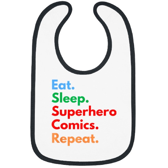 Book Fun Eat Sleep Superhero Comics Repeat for Comic Book Lovers Bibs