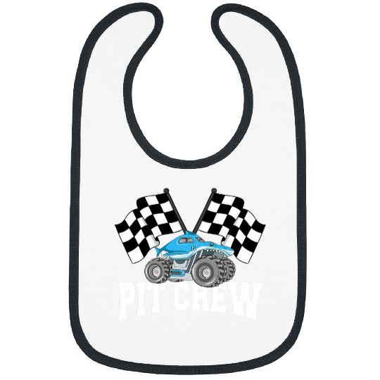 Shark Pet Pit Crew Shark Monster Truck Racing Party And Checked Flag Bibs