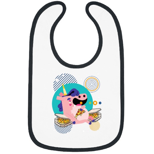 Unicorn Pet Eating Pepperoni Cheesy Pizza Unicorn 2 Bibs